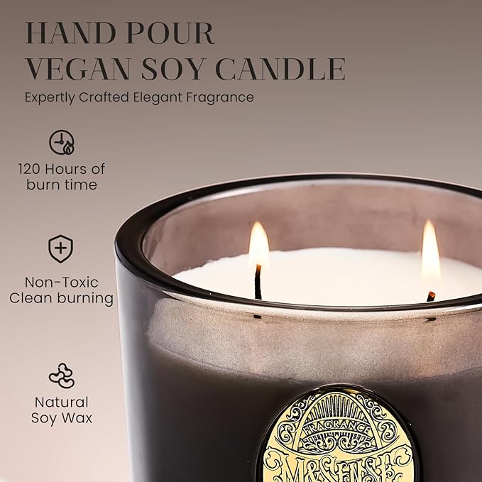 M&SENSE Large Two-Wick Soy Candle | Crisp Chill & Black | 19.8 oz, 120H Burn Time | Luxury Scented Candle for Him,for Relaxation, Gifting, Home Décor | Ideal for Bedroom, Office, Party Ambiance - Bloomnest