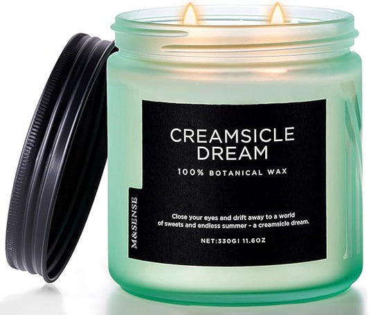 M&SENSE Orange Creamsicle Summer Scented Candle - 11.6oz Clean Non Toxic Natural Soy Wax 70-Hour Slow Burning Candle, 2-Wick Long Lasting Home Fragrance Gifts for Housewarming & Anniversaries - Bloomnest