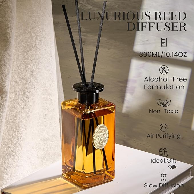 M&SENSE 10.14 oz Large Reed Diffuser Set | New Home Scent Oil Diffuser with Sticks | Hotel Collection Non-Toxic Essential Oil |for Bedroom Bathroom Living Room - Bloomnest