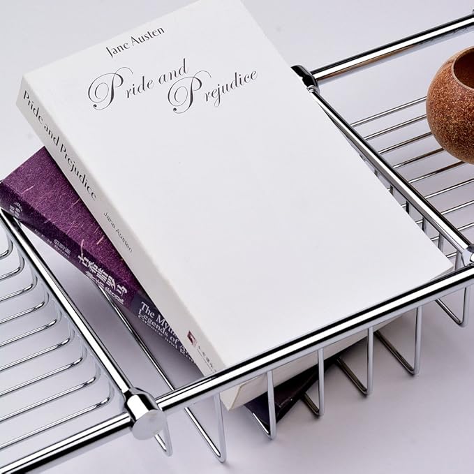 Brass Over Bathtub Racks Expandable Bath Caddy for The Elegant Tub Chrome Polished - Bloomnest