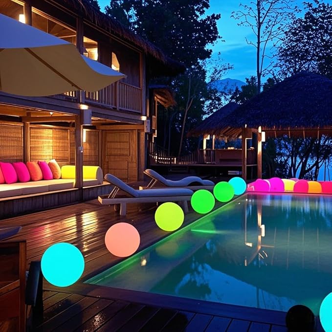 Globe Floor Lamp, 14-inch LED Ball Light with Remote,16 RGB Color Dimmable Rechargeable Nursery Globe Lamp, Waterproof Glowing Orb Light for Indoor Outdoor Lighting Decors - Bloomnest
