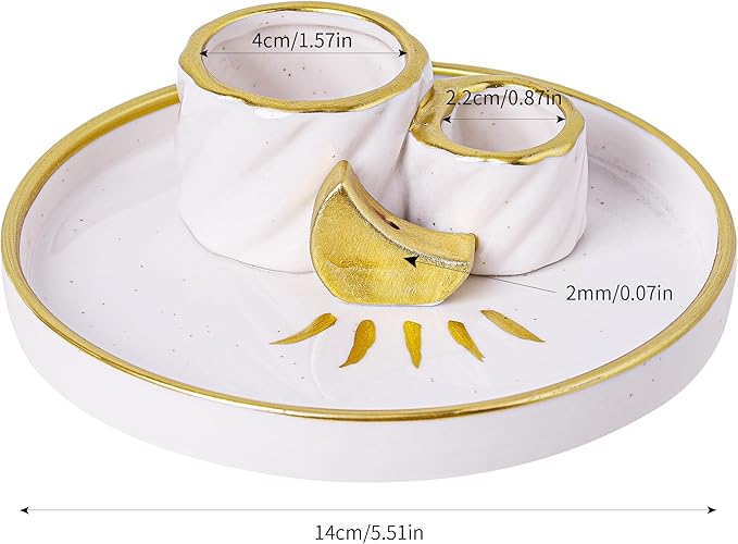 Ceramic Incense Holder Burner, Sage Holder for Burning, Palo Santo Sticks Holder, 5.51" Ash Catch Tray, Smudge Dish for Meditation Yoga, Modern Home Decor Gift - Bloomnest