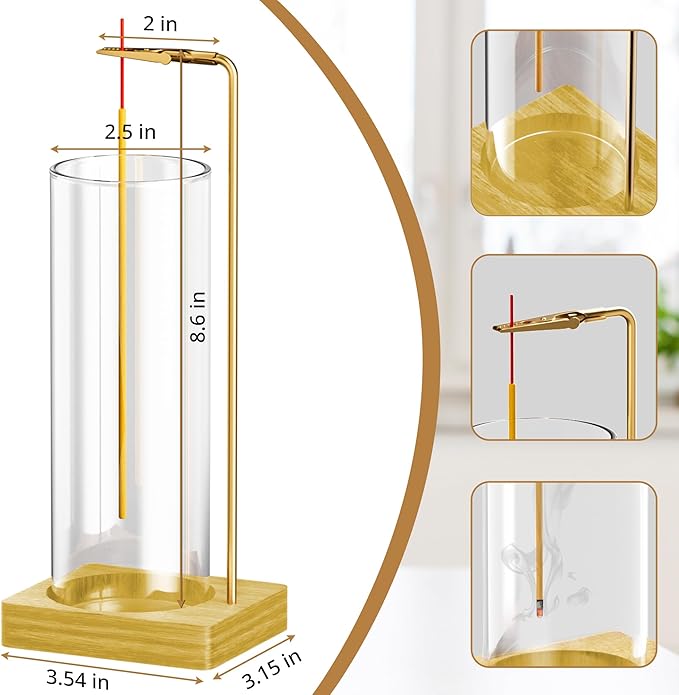 Incense Holder for Sticks, Insence-Stick Holder, Anti-Ash Flying No Mess Incense Burner, Incense Stick Holder with Glass Ash Catcher, for Yoga Spa Meditation Home Decor(1 Pack) - Bloomnest