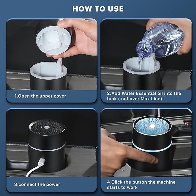 Car Fragrance diffusers, Air fresheners,USB-Powered Mini Ultrasonic Mist Humidifier Oil Diffuser for Vehicle - Bloomnest