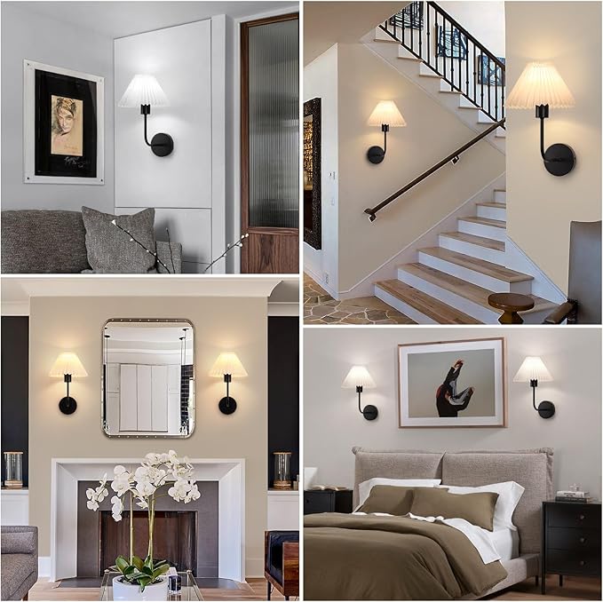 Rechargeable Battery Operated Wall Sconces Sets of 2, 15 Colors Wireless Wall Sconce, Black Wall Lights Fixture with Dimmable Bulbs and Remote, Not Hardwired Wall Mounted Lamps for Bedroom Living Room - Bloomnest