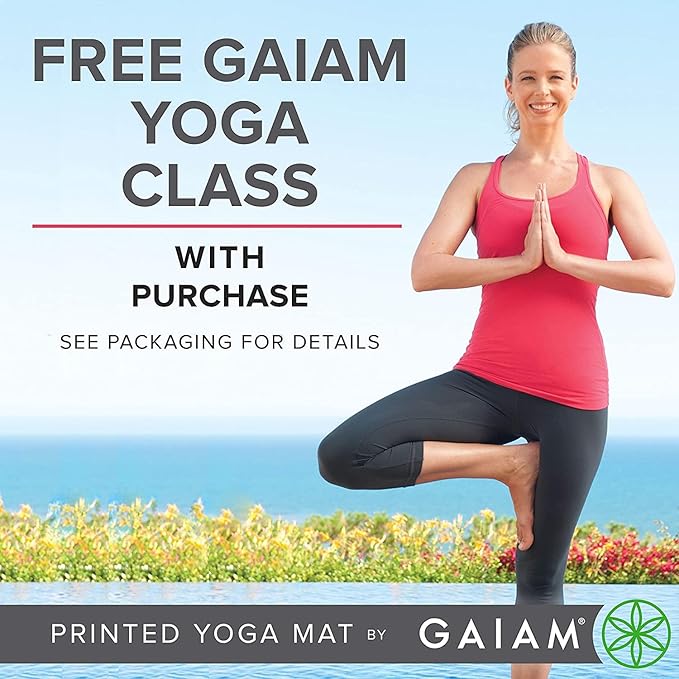 Gaiam Yoga Mat - Premium 5mm Print Thick Non Slip Exercise & Fitness Mat for All Types of Yoga, Pilates & Floor Workouts (68" x 24" x 5mm) - Bloomnest