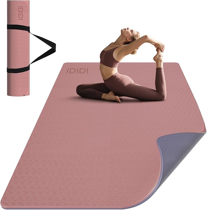 Large Yoga Mat (6'x 4') - Extra Long and Wide 72 x 48 inches, Non-Slip POE Fitness Mat, Eco-Friendly, Thick Wide Exercise Mat for Home Workouts,Ideal for Yoga and Pilates.