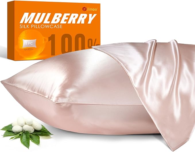 100% Mulberry Silk Pillowcase for Hair and Skin, 22 Momme Pure Natural Silk Pillow Case Both Sided with Zipper, Pillow Cover for Women Mom Men (Light Pink, Standard 20''×26'', 1 Pack) - Bloomnest