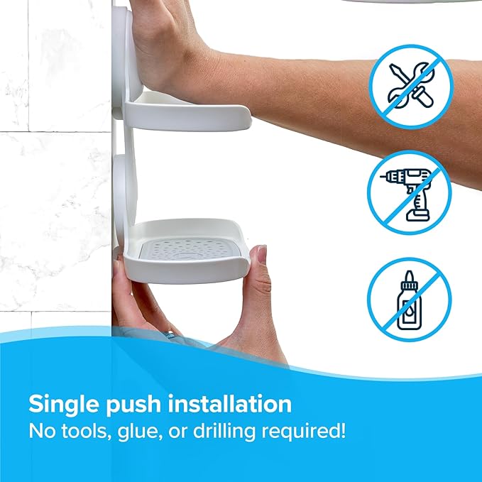SlipX Solutions Double Soap Saver, Strong Hold Suction Cup Soap Holder, Must Have Universal Kitchen & Bathroom Shower Accessories, No Drilling, No Tools, Rust-Proof, Removable, White - Bloomnest