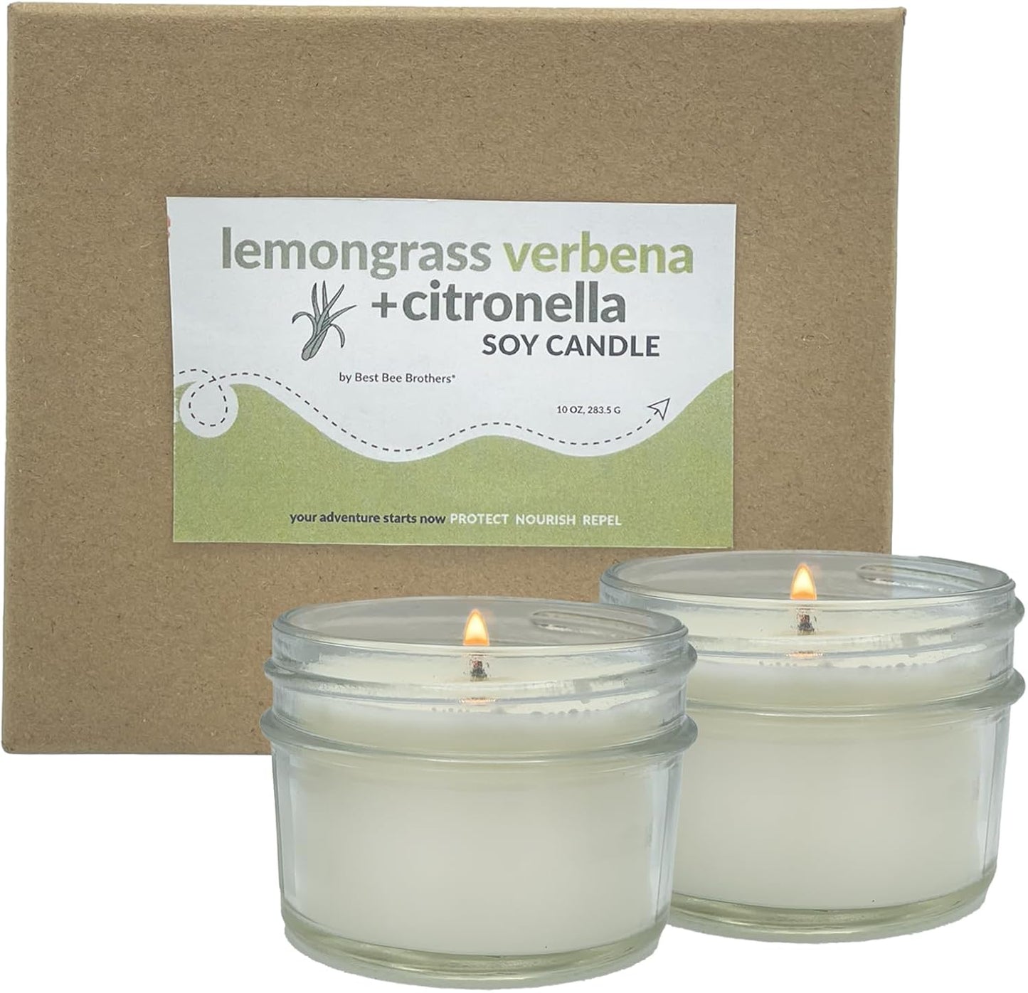Best Bee Brothers Lemongrass + Verbena Citronella Candle, Outdoor Soy Candle, 3 Oz. (2 Pack)