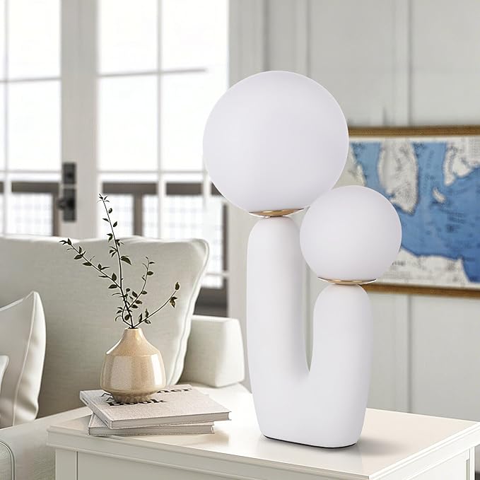 Arturesthome Nightstand Desk Lamp, Creative Nordic Living Room Bedside Bedroom Table Lamp with Light Bulbs, White - Bloomnest