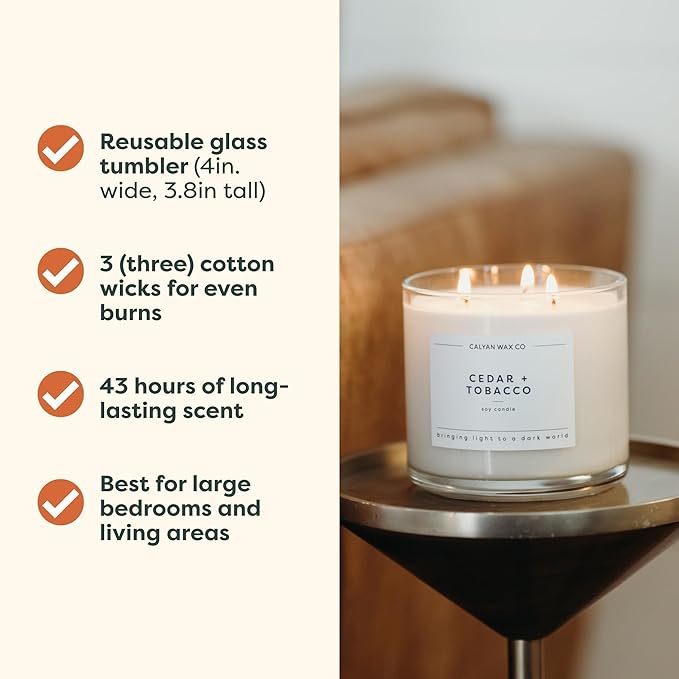 Calyan Wax Co. Fall Scented Candle Set, Fall Bundle of 4 Scented Candles, Bulk 3 Wick Candles, Non Toxic & Vegan Soy Wax, Candle Gift Set, 43 Hour Burn Time, 14.9oz Each - Bloomnest