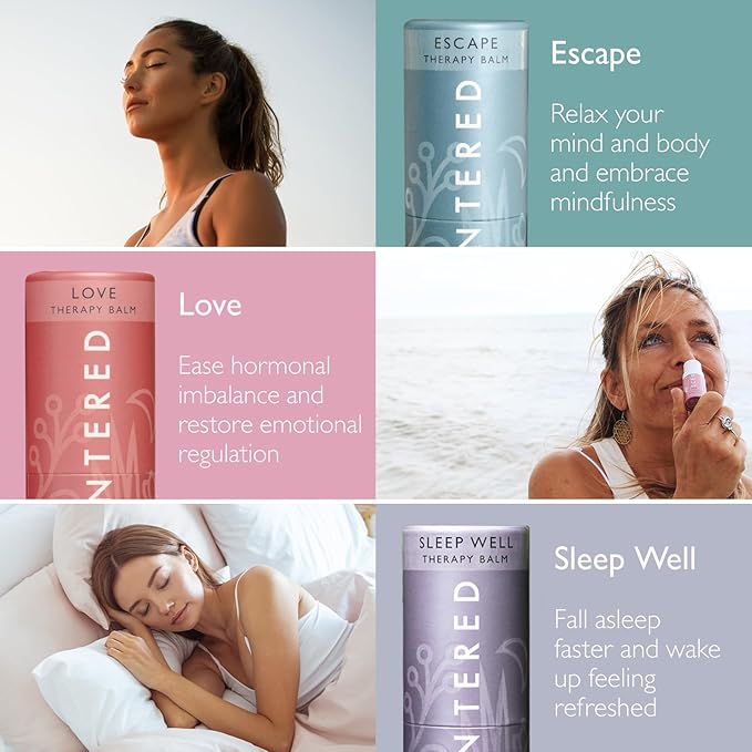 Scentered Aromatherapy Balm Gift Set - Be Kind to Yourself - Pack of 3 Balms: Sleep Well, Escape, Love - Lavender, Cedarwood, Ylang Ylang Essential Oils - Relaxing Gifts for Women - Bloomnest