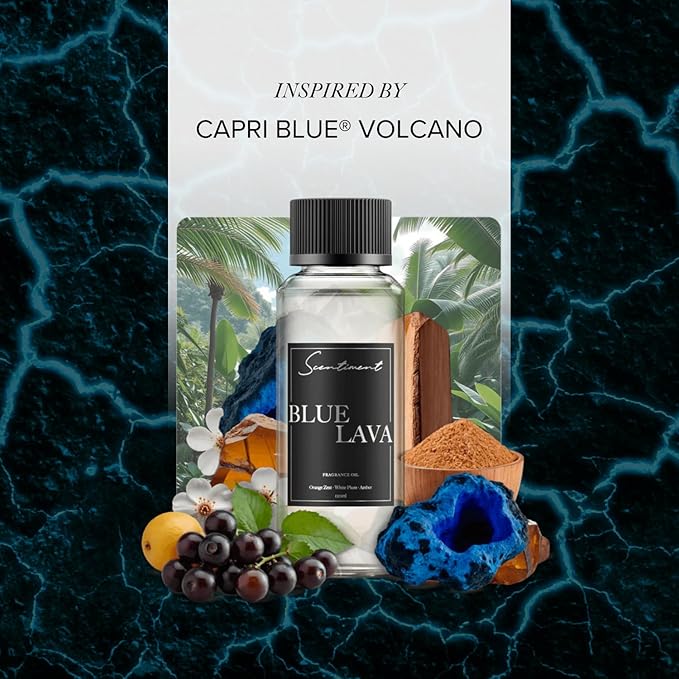 Scentiment Diffuser Oil - Blue Lava Designer Collection | Aromatherapy Home Fragrance | Luxurious Scent with Notes of Lime, Orange Zest, Cassis, Green Leaves (20 mL) - Bloomnest