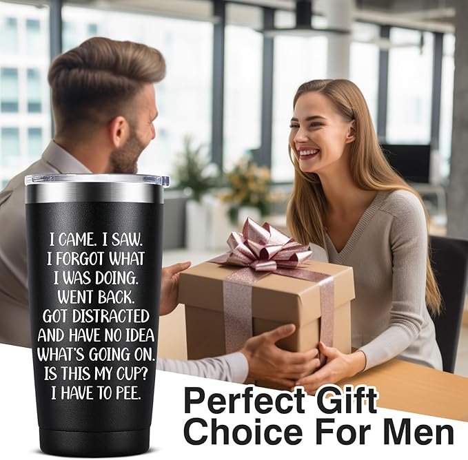 Birthday Gifts for Women Men - I Came I Saw Tumbler 20oz Black Gag Gifts Funny Adult Grandpa Dad for Him Drinking Cups for Elderly Senior Citizen Tumbler Coffee Mug - Bloomnest