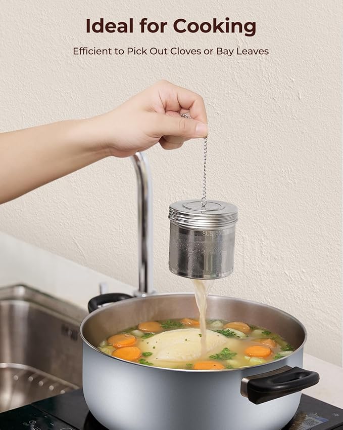 Reinmoson 2 Pack Large Tea Ball Infuser for Loose Leaf Tea & Spice Ball for Cooking Soup, 304 Stainless Steel, Threaded Lid, Chain Hook, Extra Fine Mesh Tea Strainer Ball for Herb, Iced Tea