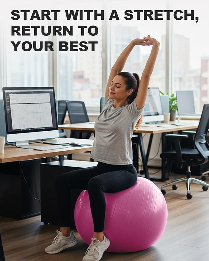 Trideer Exercise Ball for Yoga, Pilates & Fitness – Stability Ball Equipment for Home Gym & Office Chair, Core & Balance Training Accessories, Physical Therapy Equipment, Quick Pump Included, 5 Sizes - Bloomnest