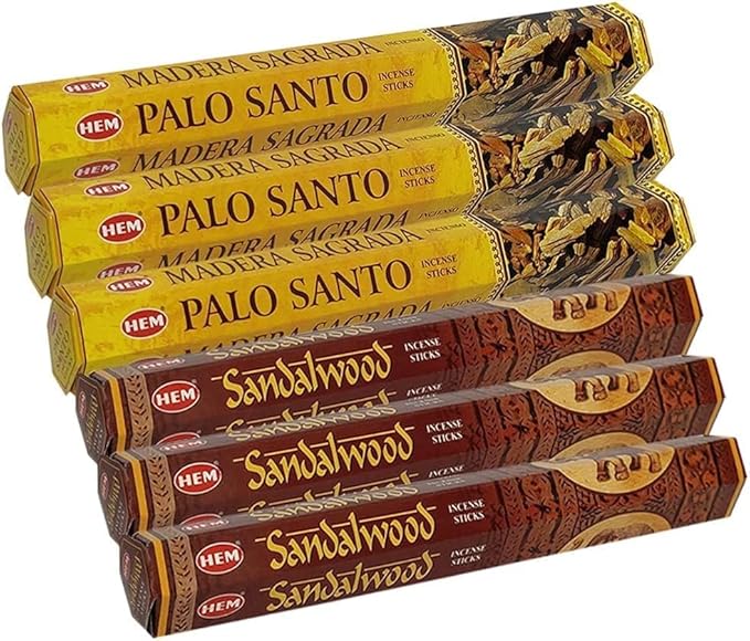 Palo Santo & Sandalwood Incense Sticks & Holder Bundle Variety Pack from Hem Trumiri Insense Insence