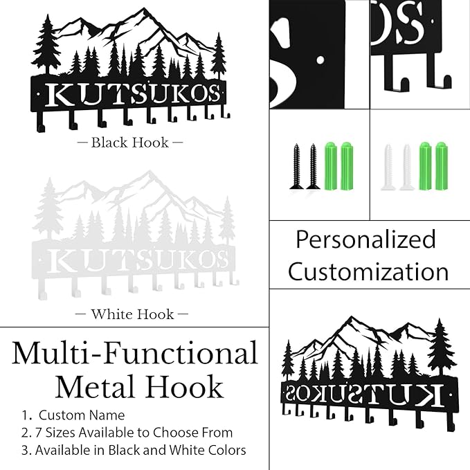 Personalized Metal Key Rack Hooks, Key Holder Wall Mounted Key Hooks, Mountain, Grove Theme Wall Decoration Hooks, Key Hanger Organizer for Living Room, Entryway, Bathroom, Office Decor - Bloomnest
