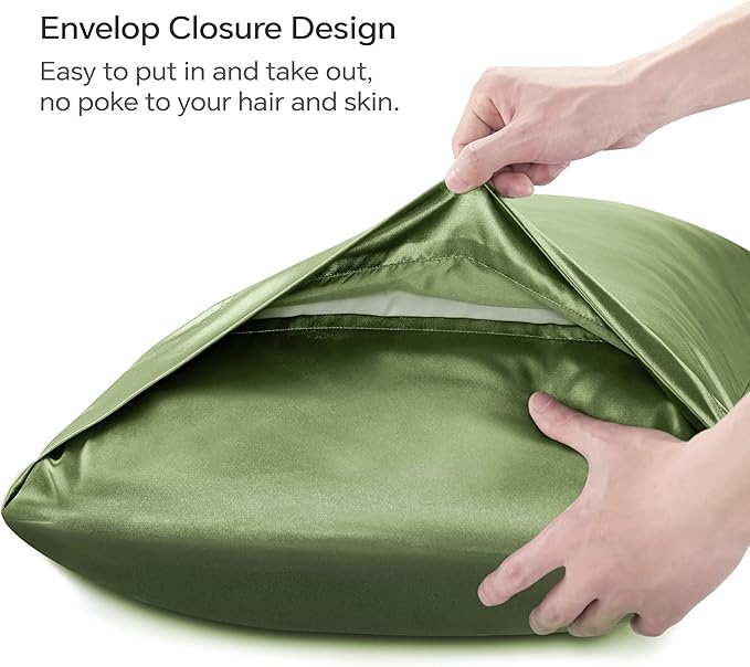 BEDELITE Satin Body Pillow Cover, Super Soft and Cooling Body Pillow Pillowcase for Hair and Skin, Breathable Silky Full Long Pillowcase Cover(20"x54", Cedar Green) - Bloomnest