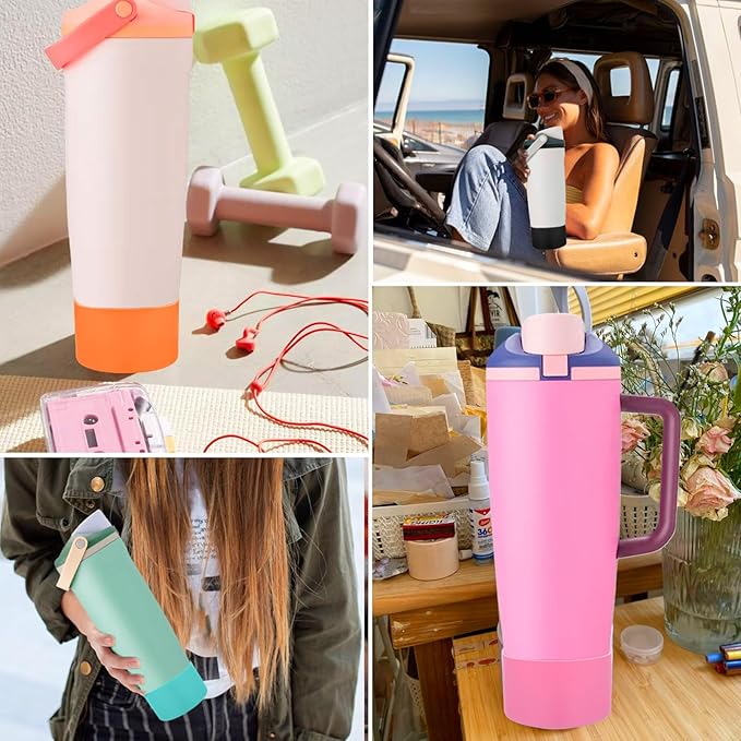 Mity rain 2PCS Protective Silicone Boots for Owala 30oz & 40oz FreeSip Sway Bottles & Tumblers - Accessories for owala, Enhances Stability & Prevents Scratches (Golden Yellow & Slate Blue) Mityrain