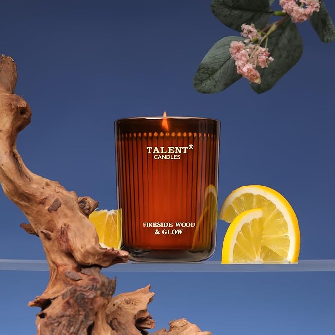 Jar Candles for Home Scented, Aromatherapy Candles Gifts for Women & Men, Natural Soy Candle, 8.4oz Traditional Style Fireside Wood & Glow - Bloomnest