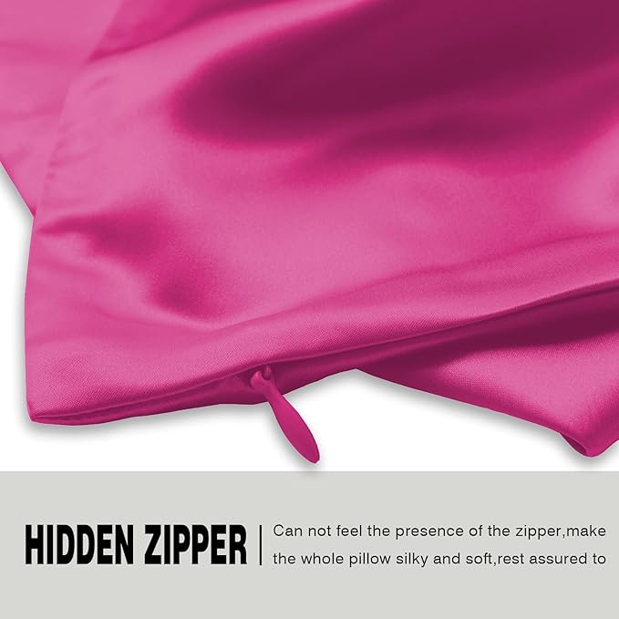 Mulberry Silk Pillowcase for Hair and Skin Standard Size 20"X 26" Pillow Case with Hidden Zipper Soft Breathable Smooth Cooling Silk Pillow Covers for Sleeping (Hot Pink,Standard,1Pcs) - Bloomnest