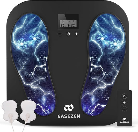 Foot Massager for Neuropathy, Rechargeable TENS EMS Foot Stimulator with 10 Modes 20 Intensities, Feet Circulation Stimulator for Neuropathy, Plantar Fasciitis, Gifts for Mom Dad - Bloomnest