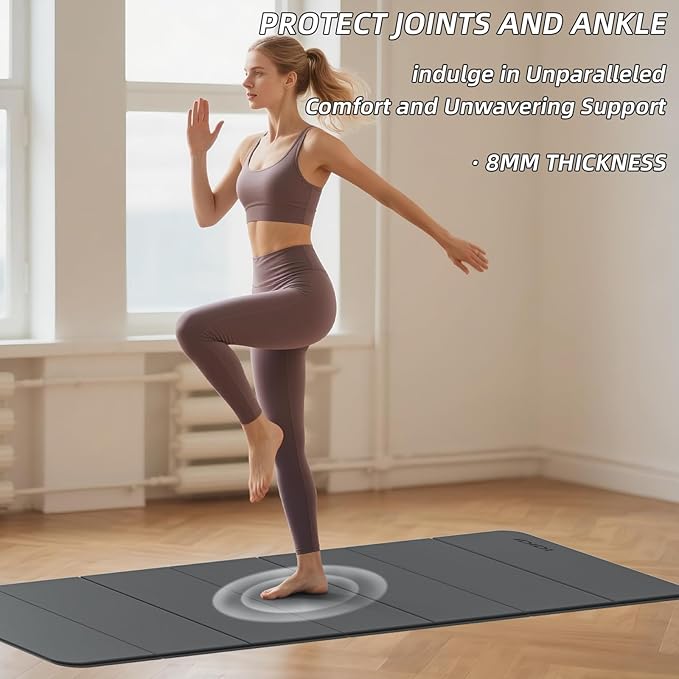 Foldable Yoga Mat Extra Thick 0.32 Inches Eco-Friendly POE Material, Non-Slip Design Fitness Mats, Multi-Purpose Workout Mats For Studio or Home Use (71 x 24 x 0.32 inches） - Bloomnest