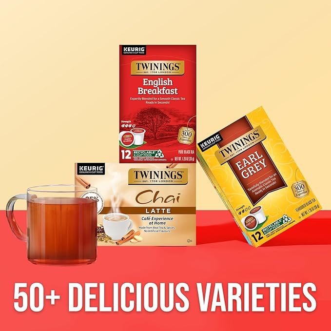 Twinings Earl Grey Black Tea 72 K-Cup Pods for Keurig, 12 Count (Pack of 6), Flavoured with Citrus & Bergamot, Caffeinated, Enjoy Hot or Iced - Bloomnest