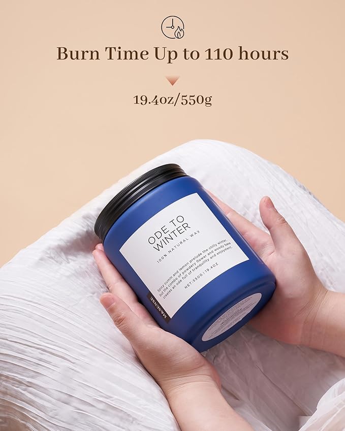 M&SENSE Ode to Winter Soy Candles Strong Scented, 2 Wick Jar Candle 19.4oz 110 Hour Long Lasting, Lavender Sandalwood Organic Natural Aromatherapy Candle Gifts Bedroom Bathroom Home Decor - Bloomnest