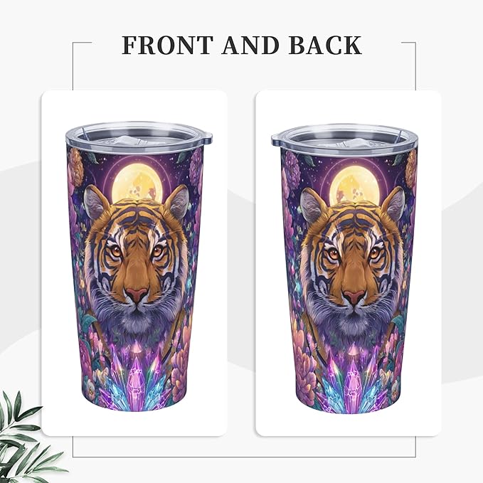 Tiger Tumbler with Lid and Straw 20 oz Stainless Steel Cup Insulated Tumbler Coffee Mug for Home Office or Car Christmas Birthday Gifts - Bloomnest