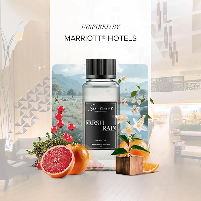 Scentiment Diffuser Oil - Fresh Rain | Aromatherapy Home Fragrance |Inspired by Marriott® Hotels | Luxurious Scent with Notes of Fresh Grapefruit and Crisp Red Currant (120 mL) Scentiment