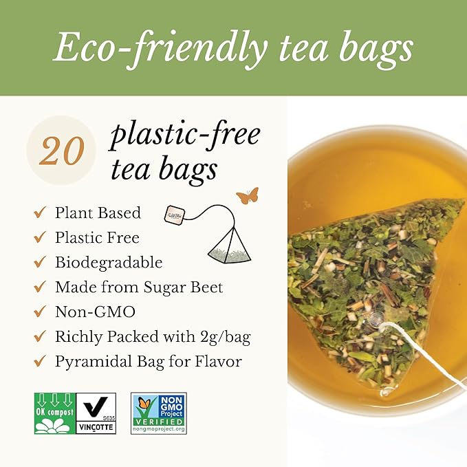 Organic Lemon Balm Tea - Caffeine Free Calming Herbal Tea - Pharmacopoeia Potency - 20 Plant Based Tea Bags - Bloomnest