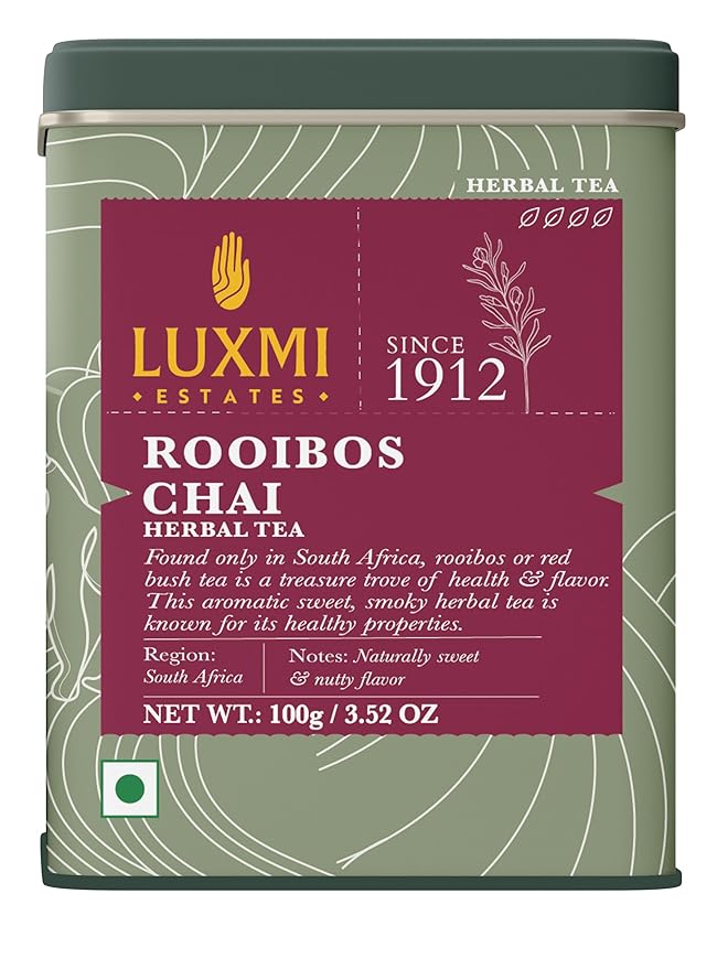 Luxmi Estates - Rooibos Chai - Organic Rooibos Tea with Spices - Loose Leaf - 100g (50 Cups), Limited Fall Tea with Cinnamon, Cardamom and Clove, Perfect for Relaxation - Bloomnest