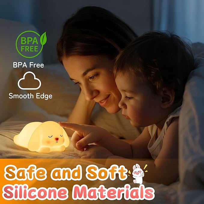 Tremdwoto Bunny Night Light for Kids - 16 Color Changing, Rechargeable Dimmable Nursery Lamp with 1/3 H Timer, Cute Animal Night Light for Baby Boys Girls, Kawaii Room Decor Gift - Bloomnest