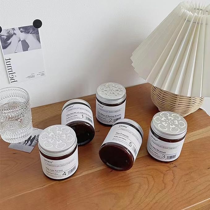 6 pcs 150ml 5 OZ 3 Styles Scented Beads Container Air Freshener Solid Perfume Aroma Diffuser Empty Storage Containers with Hollow Lids Round Jars Sample for Aromatherapy (6) - Bloomnest