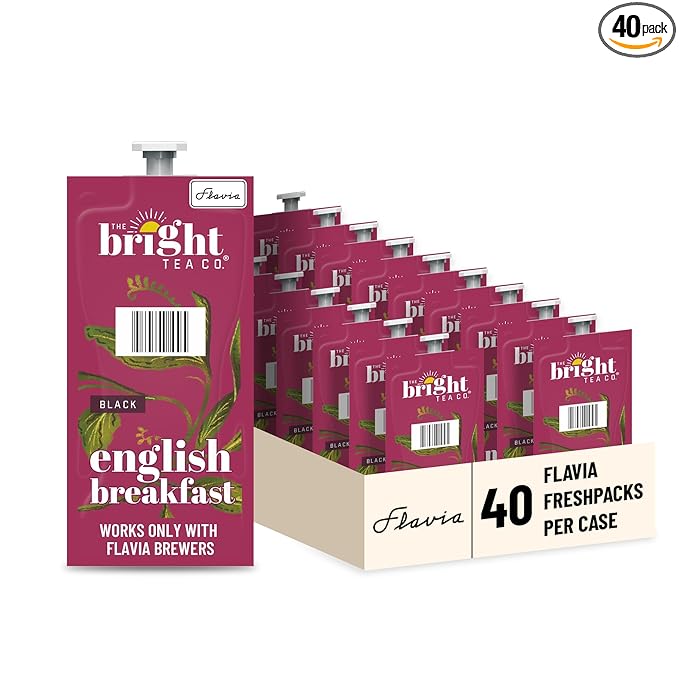 Flavia Bright Tea Co. English Breakfast Tea Freshpacks works only with Flavia Brewers (Case of 40) - Bloomnest