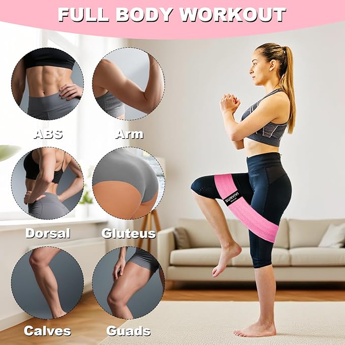 Resistance Bands for Working Out, Fabric Loop Exercise Bands for Legs and Butt, Workout Bands Set for Women and Men, 3 Booty Bands for Yoga, Pilates and Fitness - Bloomnest