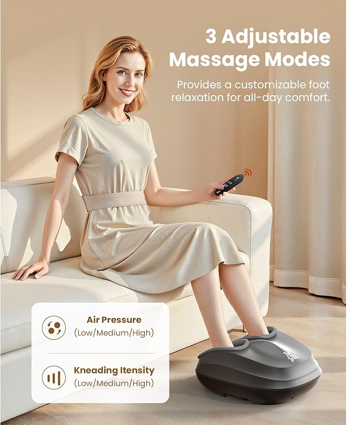 BOB AND BRAD Foot Massager with Heat and Remote,FSA HSA Eligible,Shiatsu Deep Kneading Electric Feet Massager Machine for Plantar Fasciitis, Men Size 12