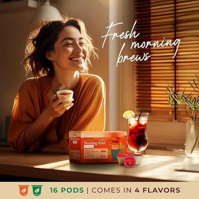 Gya Tea Co Morning Start Tea Pod Collection Gift Set (16 Count) - Different Flavors Assorted Variety Pack - Bloomnest