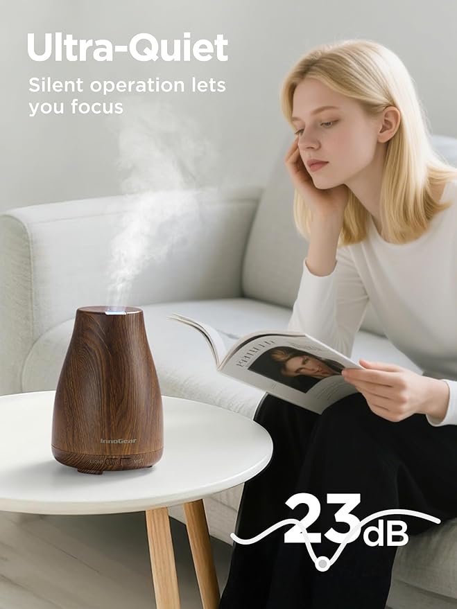 InnoGear Essential Oil Diffuser, Ultrasonic Diffusers for Home Aromatherapy Humidifier for Bedroom Room 7 Colors LED 2 Mist Mode Auto Off, Bronze - Bloomnest