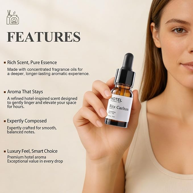 Hotel Collection Fragrance Oil Waterless Essential Oils Home Luxury Aroma & Hotel Fragrance Diffuser Oil for Ultrasonic and Waterless Diffusers and Crafting - 10ml, 0.34 fl oz - Bloomnest