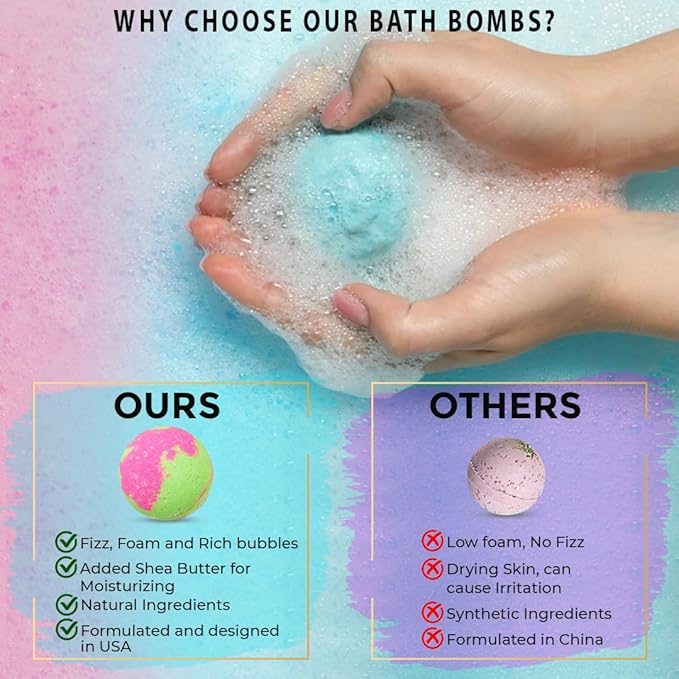 Bath Bombs for Women Gift Set - 24 Natural & Organic Bath Bombs with Essential Oils & Moisturizing Shea Butter, Spa Selfcare Gift, Stocking Stuffers, Christmas Gifts for Her, Women, Kids, Teen Girls - Bloomnest