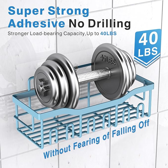 EUDELE Shower Caddy 2 Pack, Adhesive Shower Organizer for Home Decor & Kitchen Organizers, No Drilling, Rustproof Stainless Steel Bathroom Shelves - Bloomnest