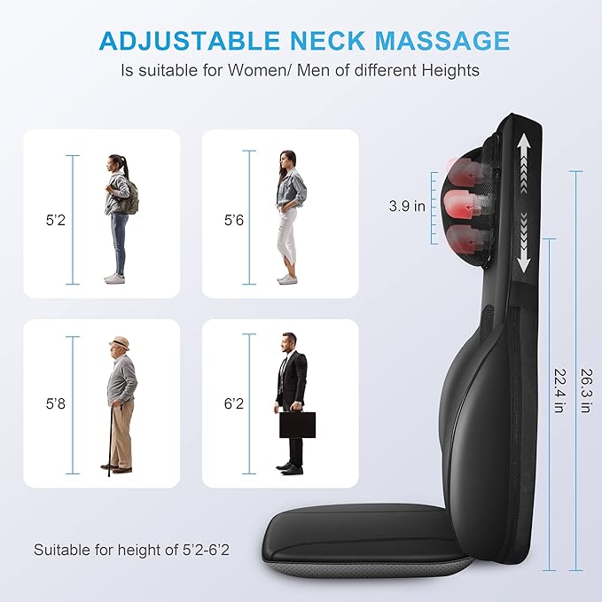 COMFIER Shiatsu Back Massager with Heat, Deep Kneading & Rolling Massage Chair Pad, Chair Massager for Office Home Use, Gift for Dad Mom - Bloomnest
