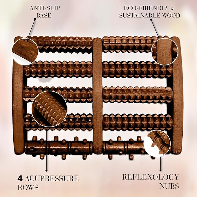 Brookstone Foot Roller Massager for Plantar Fasciitis Relief - Wooden Massage Roller for Foot Health - Stimulate Reflexes & Relieve Stress - Ideal Gift for Mom, Dad, Elderly - Bloomnest