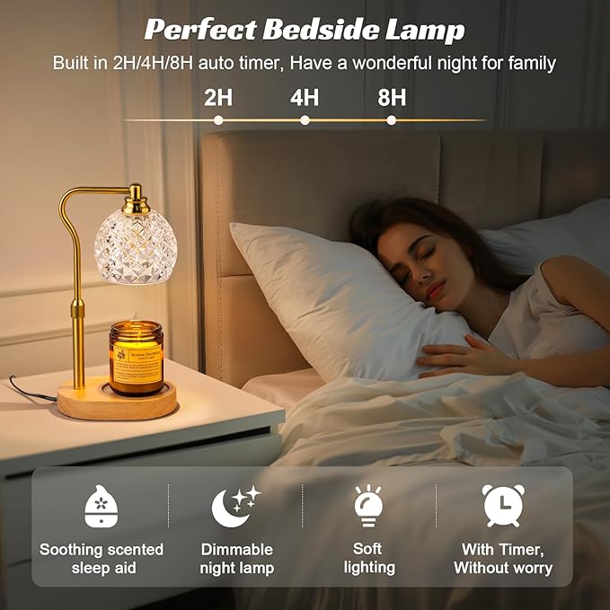 TantaScent Electric Candle Warmer Lamp in Vintage Birdcage Design with Timer – Scented Jar Candle Melter for Home Decor, Housewarming, Birthday, and Christmas (Includes 2 Bulbs) (Diamond White) - Bloomnest