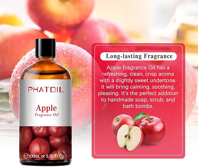 PHATOIL 3.38FL.OZ Apple Fragrance Oils for Aromatherapy, Essential Oils for Diffusers for Home, Perfect for Diffuser, Yoga, Skin Care, DIY Candle and Soap Making - 100ml - Bloomnest