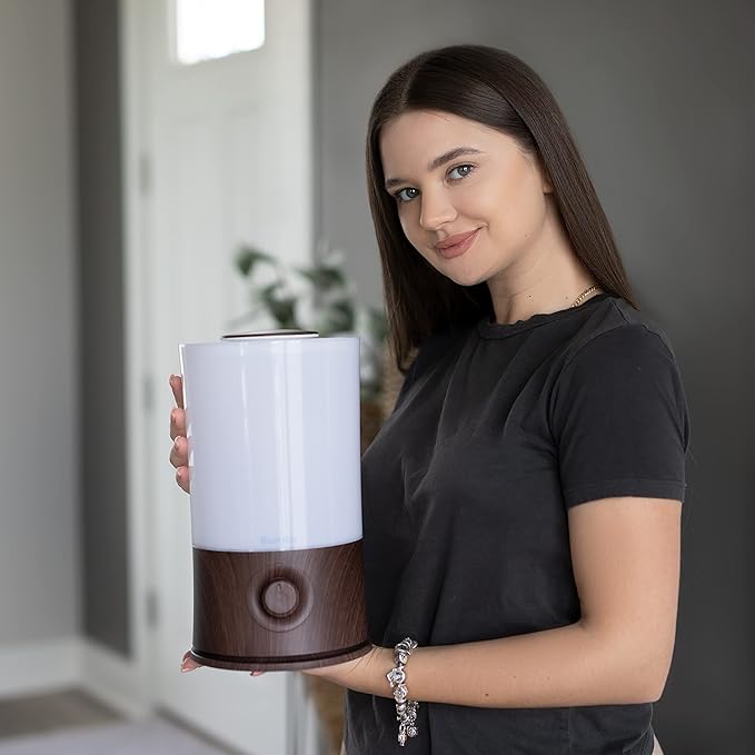 BlueHills Premium 2000 ML XL Essential Oil Diffuser Aromatherapy Humidifier for Large Room Home 40 Hour Run Huge Coverage Area 2 Liter Extra Large Capacity Diffuser High Mist Dark Wood Grain E003 - Bloomnest